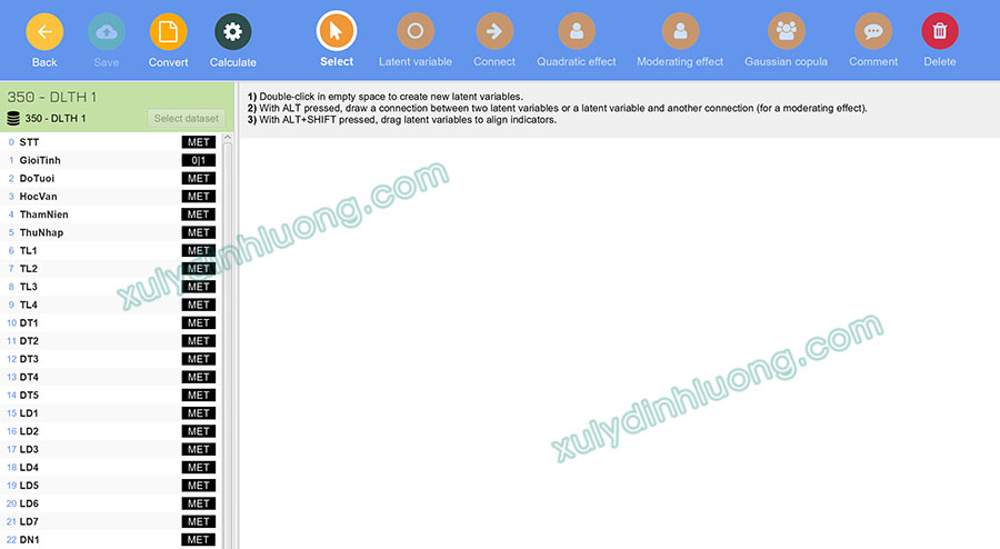 nhap du lieu vao smartpls 4