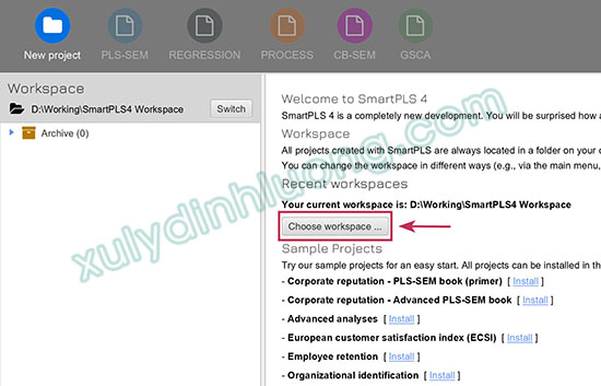 thiet lap vung lam viec tao du an smartpls 4
