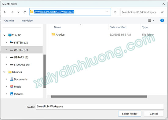 thiet lap vung lam viec tao du an smartpls 4