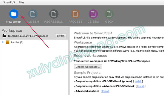 thiet lap vung lam viec tao du an smartpls 4