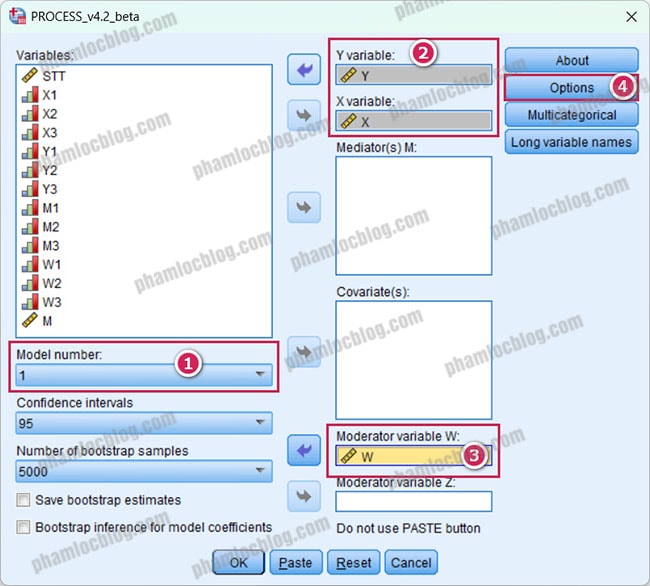 phân tích điều tiết trên spss